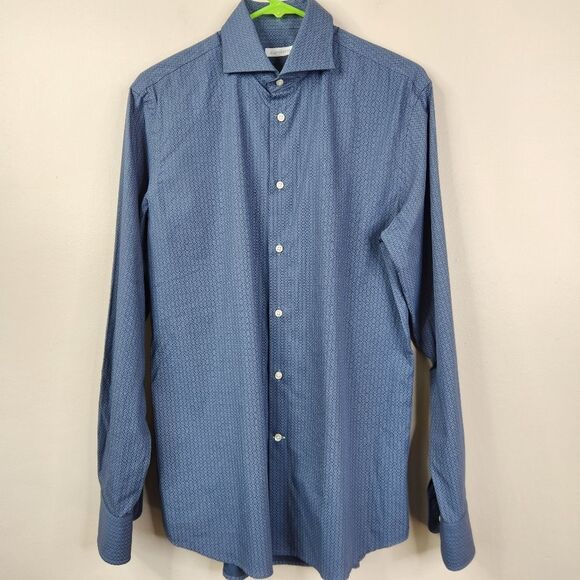 J. Lindeberg Poplin Print Long Sleeve Button Down Dress Shirt 15 1/2 - Picture 1 of 6